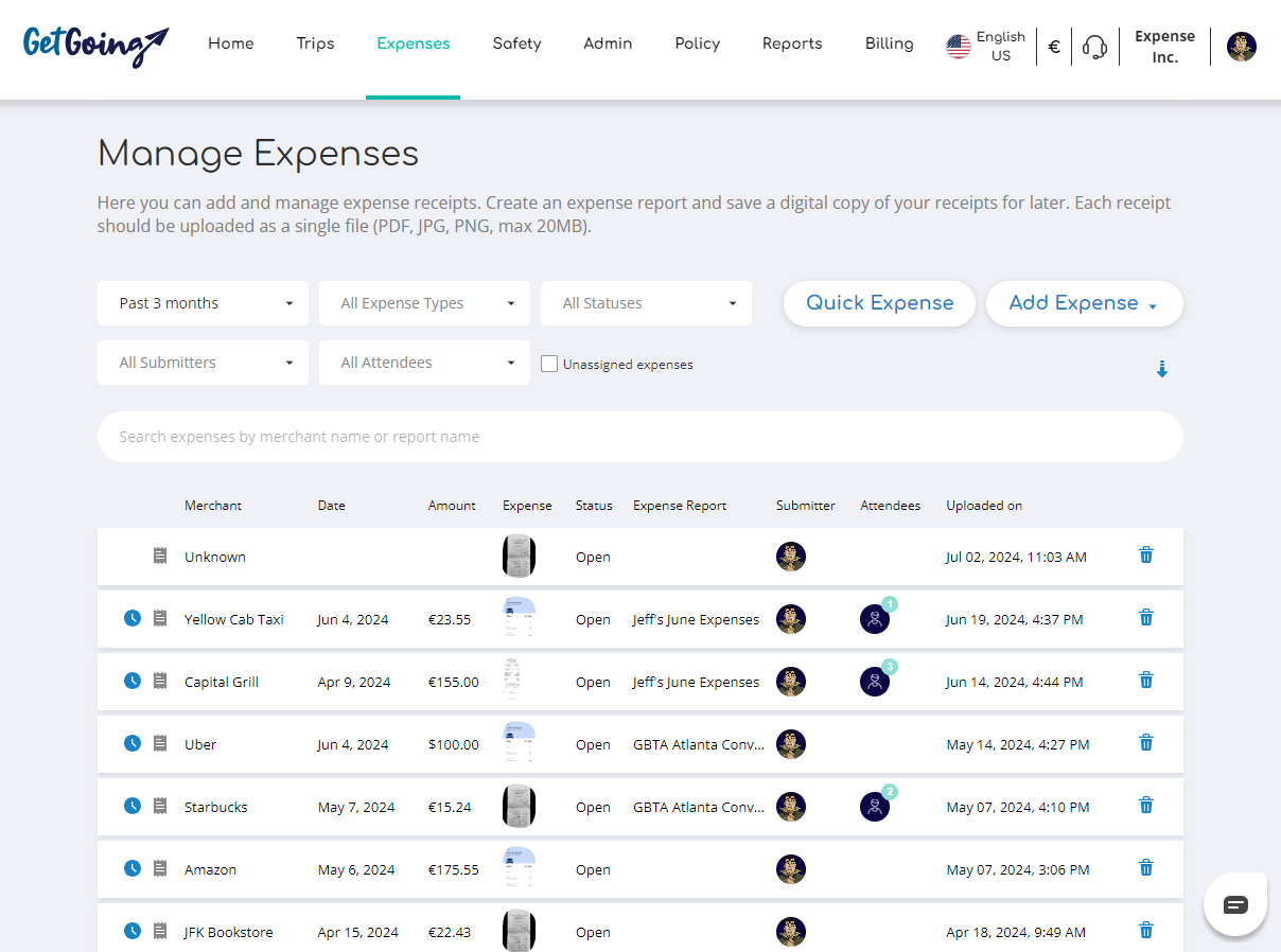 GetGoing integrierte Spesenmanagement-Plattform